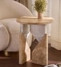 Snazzy Travertino And Muwnstone End Table In Matte Finish Snazzy Travertino And Muwnstone End Table In Matte Finish