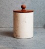 Snow Forest 500ml Brown & White Marble & Wood Storage Jar