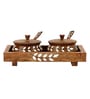 Snow Leaf Brown & White Sheesham Wood 2 Pcs Condiment Jar with Tray & Spoon Snow Leaf Brown & White Sheesham Wood 2 Pcs Condiment Jar with Tray & Spoon