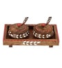 Snow Leaf Brown & White Sheesham Wood 2 Pcs Condiment Jar with Tray & Spoon Snow Leaf Brown & White Sheesham Wood 2 Pcs Condiment Jar with Tray & Spoon