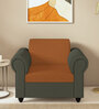 Snugy Fabric 1 Seater Sofa In Dark Grey & Dark Orange Finish