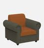 Snugy Fabric 1 Seater Sofa In Dark Grey & Dark Orange Finish
