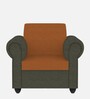 Snugy Fabric 1 Seater Sofa In Dark Grey & Dark Orange Finish