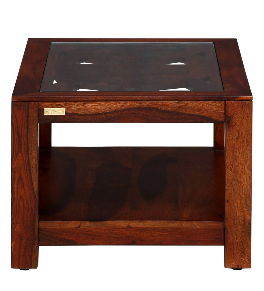 Buy Mckenzy Solid Wood Coffee Table With Glass Top In Honey Oak Finish
