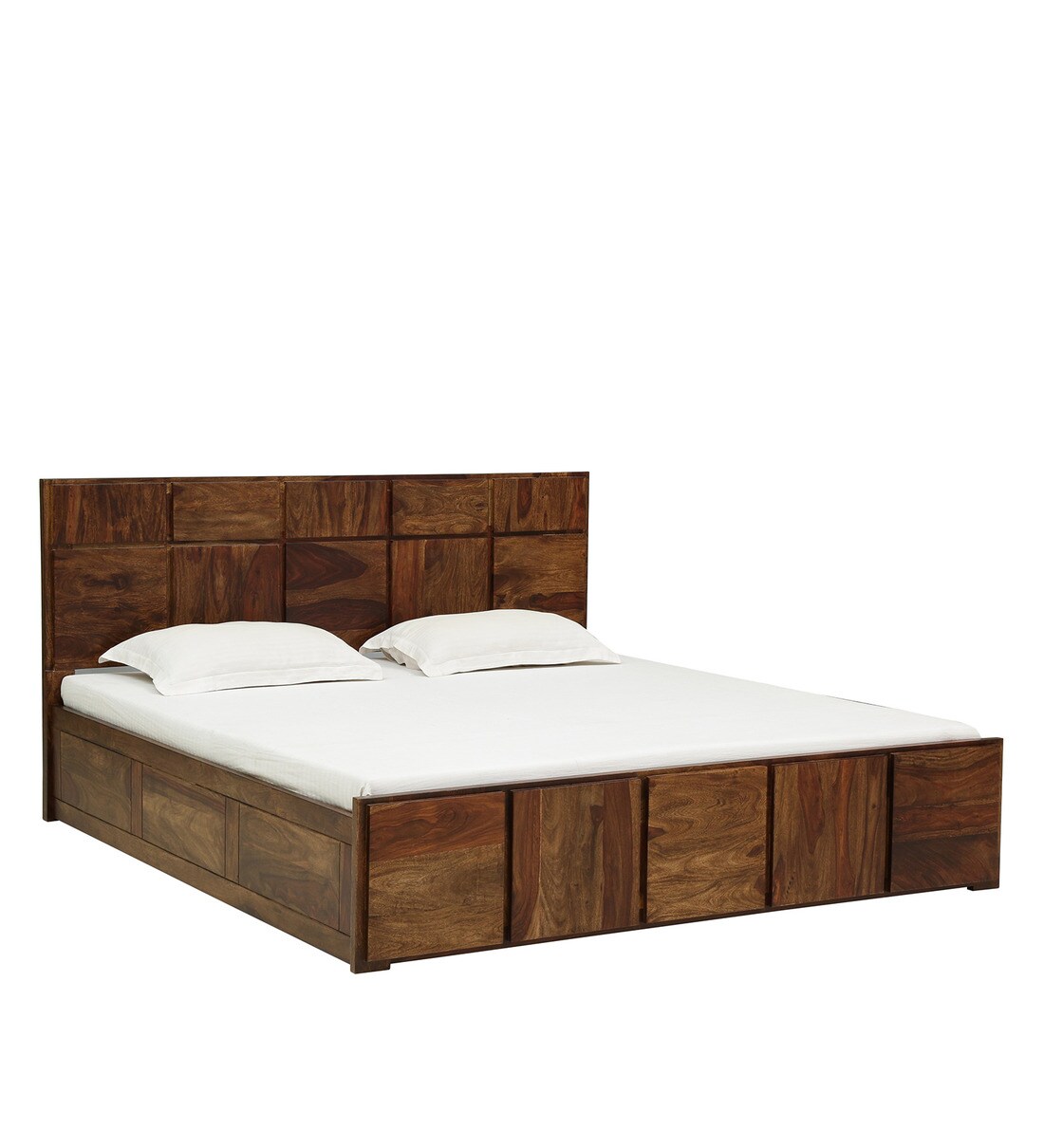 Buy Bergen Solid Wood King Size Bed With Box Storage In Provincial Teak