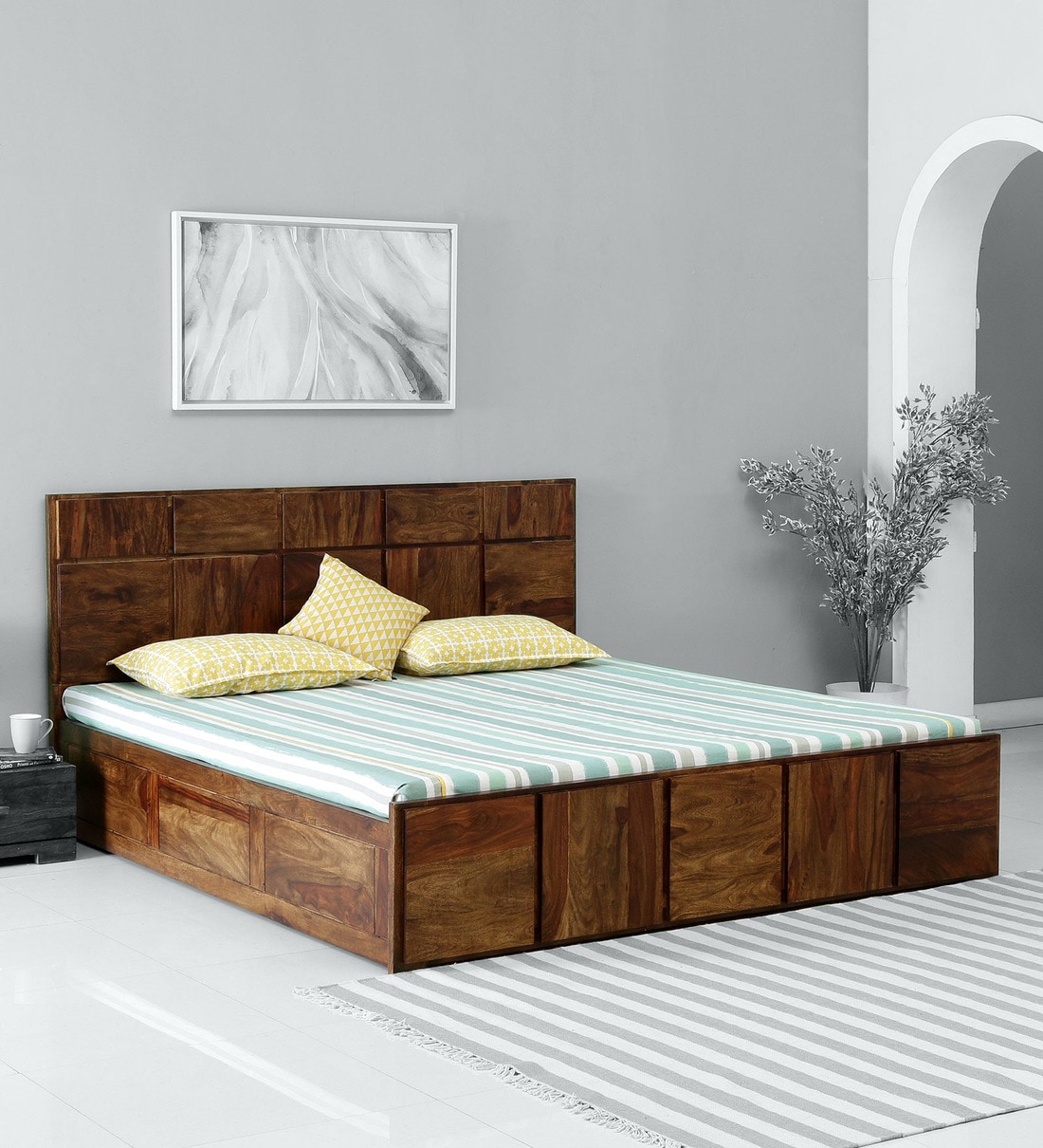 Buy Bergen Solid Wood King Size Bed With Storage In Provincial Teak Finish Woodsworth By Pepperfry Online Modern King Size Beds Beds Furniture Pepperfry Product