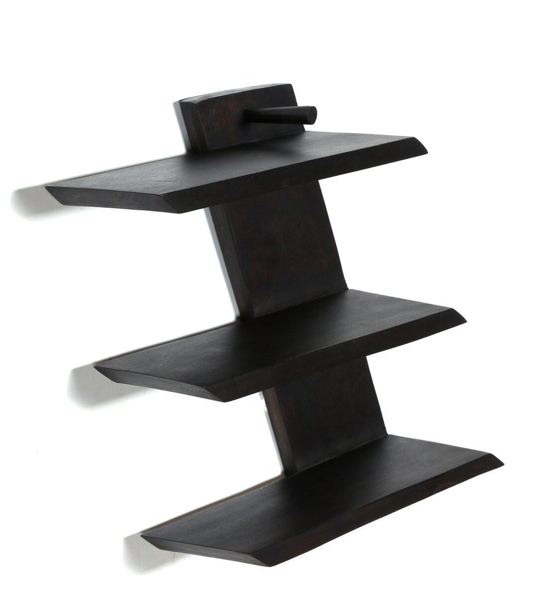 Buy Mango Wood Floating Wall Shelf in Black Colour by Craft Tree Online