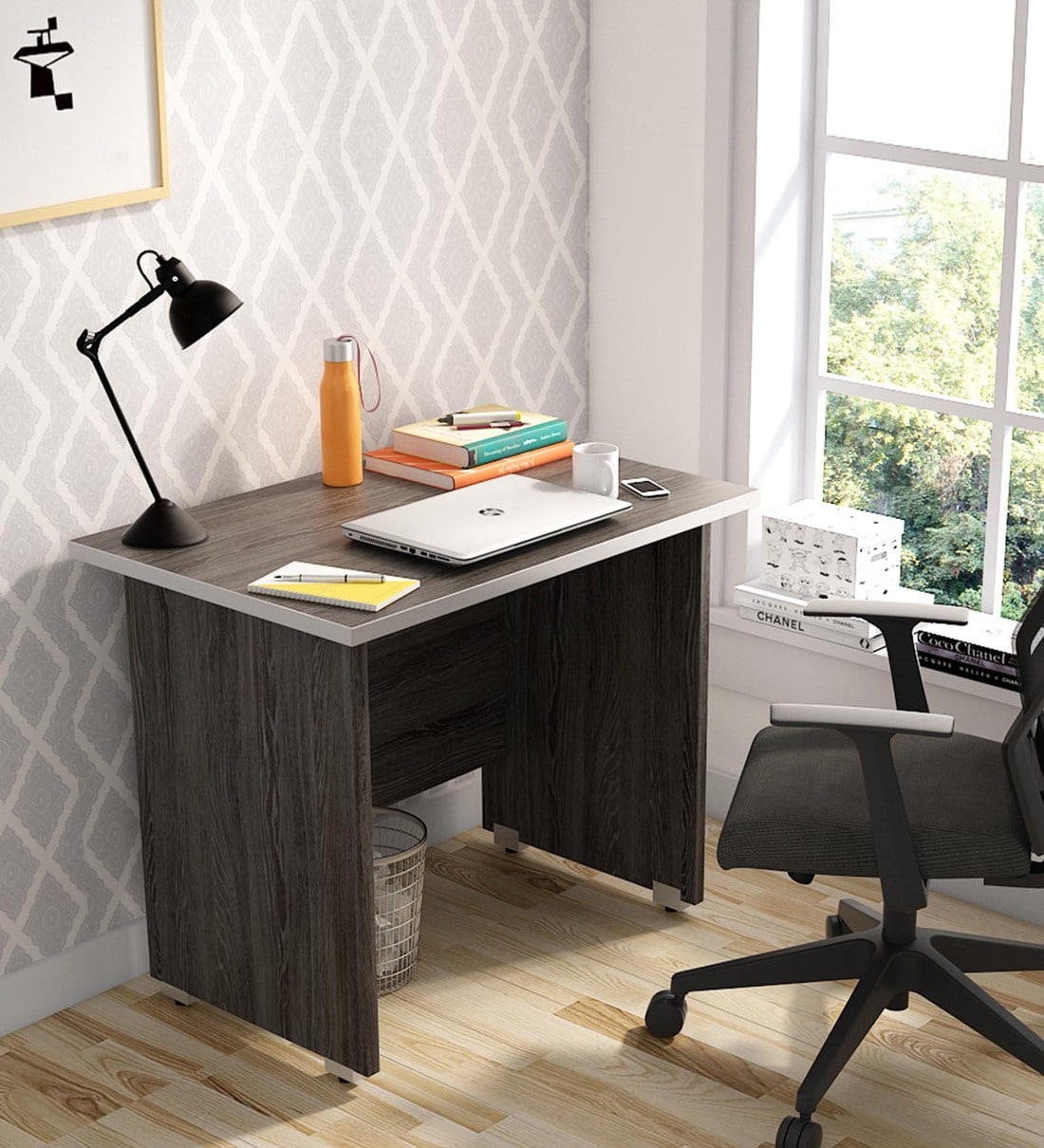 Buy SOS Multi Desk Office Table in Shadow Oak Finish by Spacewood