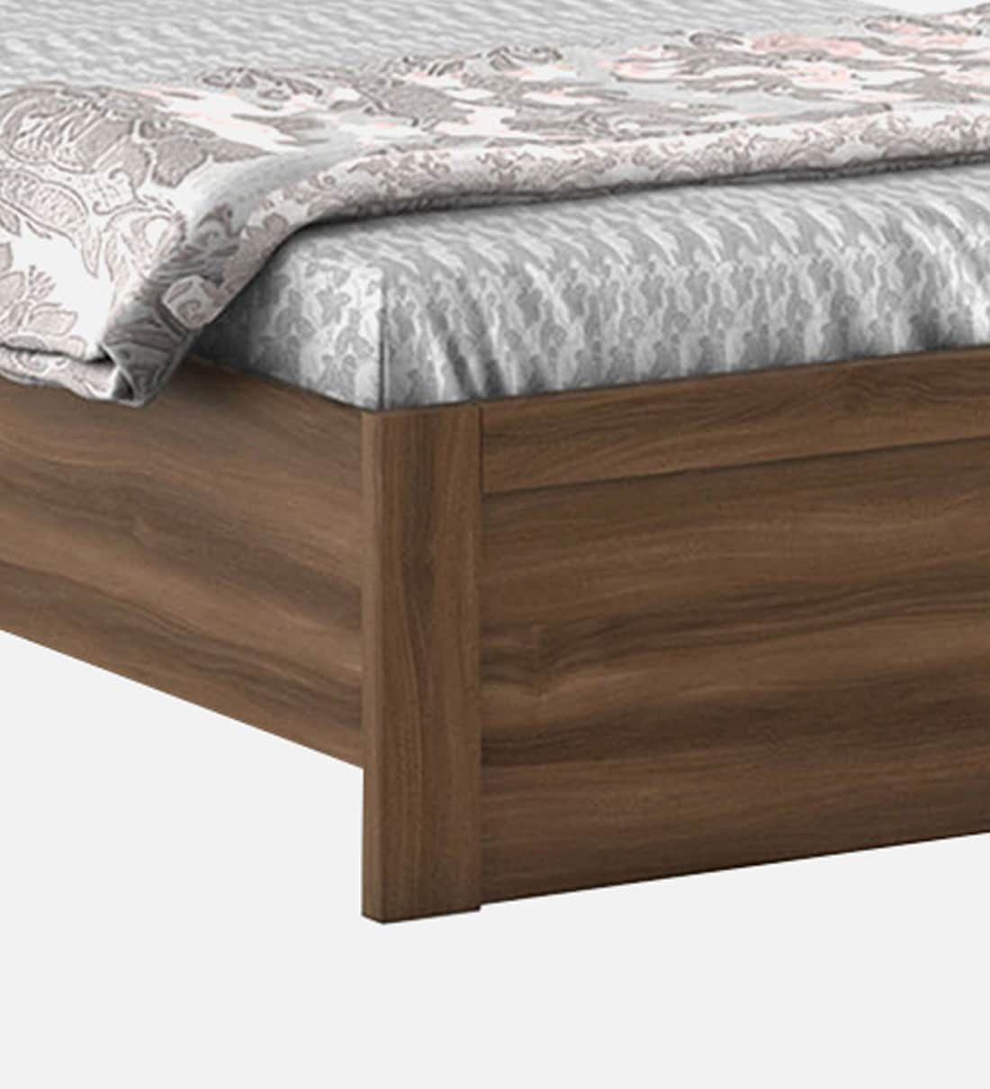 Buy Souma Single Bed With Headboard Storage In Walnut Bronze Finish By