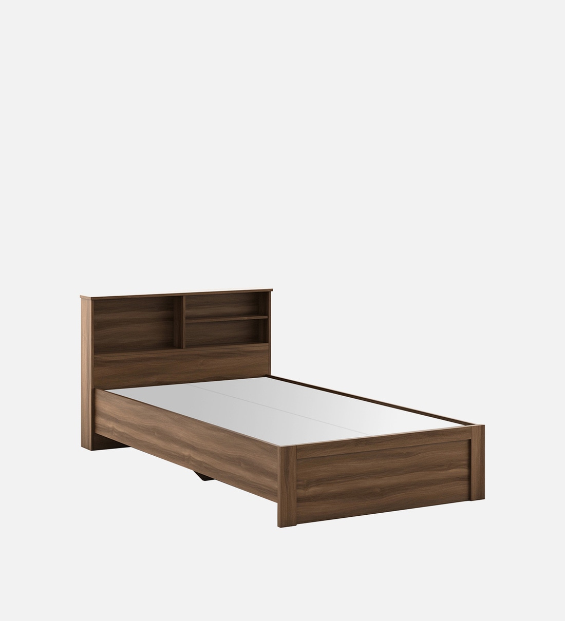 Buy Souma Single Bed With Headboard Storage In Walnut Bronze Finish By