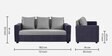 Solatio Fabric 3 Seater Sofa In Anchor Grey & Cloud Grey Colour