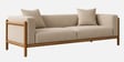 Solene Sleen Wooden Frame 3 Seater Sofa In Leather Fabric