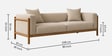 Solene Sleen Wooden Frame 3 Seater Sofa In Leather Fabric