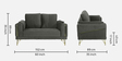 Solitaire Velvet 2 Seater Sofa In Grey Colour