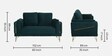 Solitaire Velvet 2 Seater Sofa in Teal Blue Colour