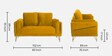 Solitaire Velvet 2 Seater Sofa in Yellow Colour