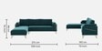 Solitaire Velvet Fabric Fabric RHS Sectional Sofa (3 + Lounger) in Teal Blue Color