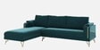 Solitaire Velvet Fabric Fabric RHS Sectional Sofa (3 + Lounger) in Teal Blue Color