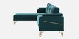 Solitaire Velvet Fabric Fabric RHS Sectional Sofa (3 + Lounger) in Teal Blue Color