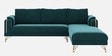 Solitaire Velvet Fabric LHS Sectional Sofa (3 + Lounger) in Teal Blue Color