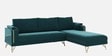 Solitaire Velvet Fabric LHS Sectional Sofa (3 + Lounger) in Teal Blue Color