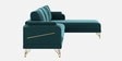 Solitaire Velvet Fabric LHS Sectional Sofa (3 + Lounger) in Teal Blue Color