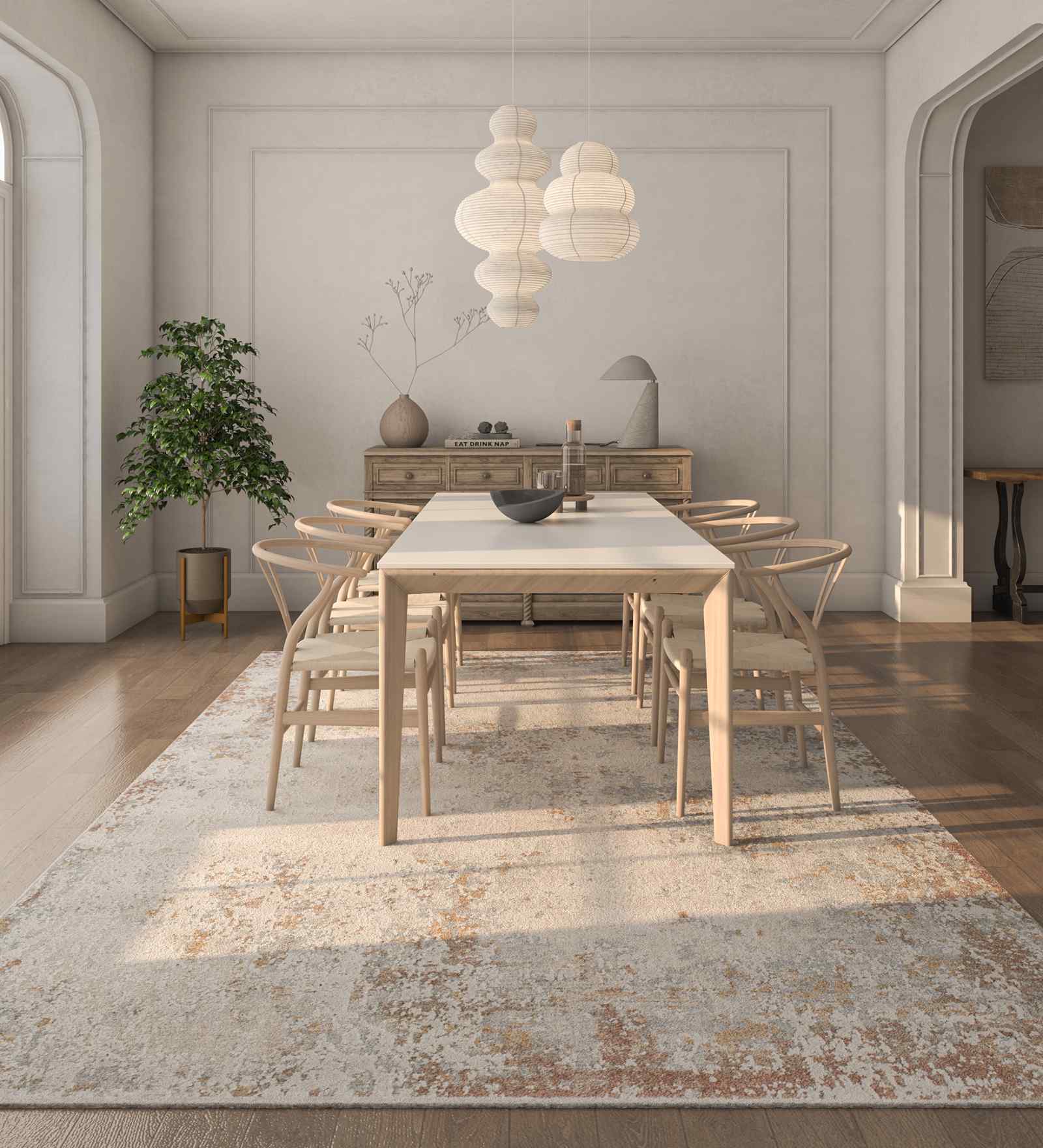 White And Yellow Traditional Polyester 4X6 Feet Machine Made Carpet