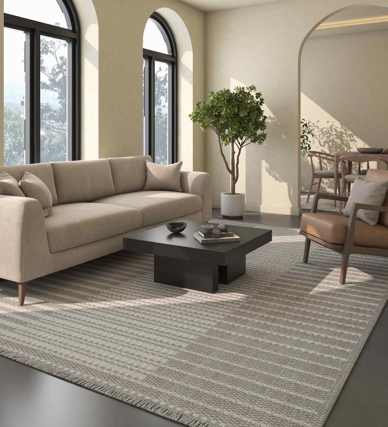 Grey And Blue Abstract Polyester 5X7 Feet Machine Made Carpet