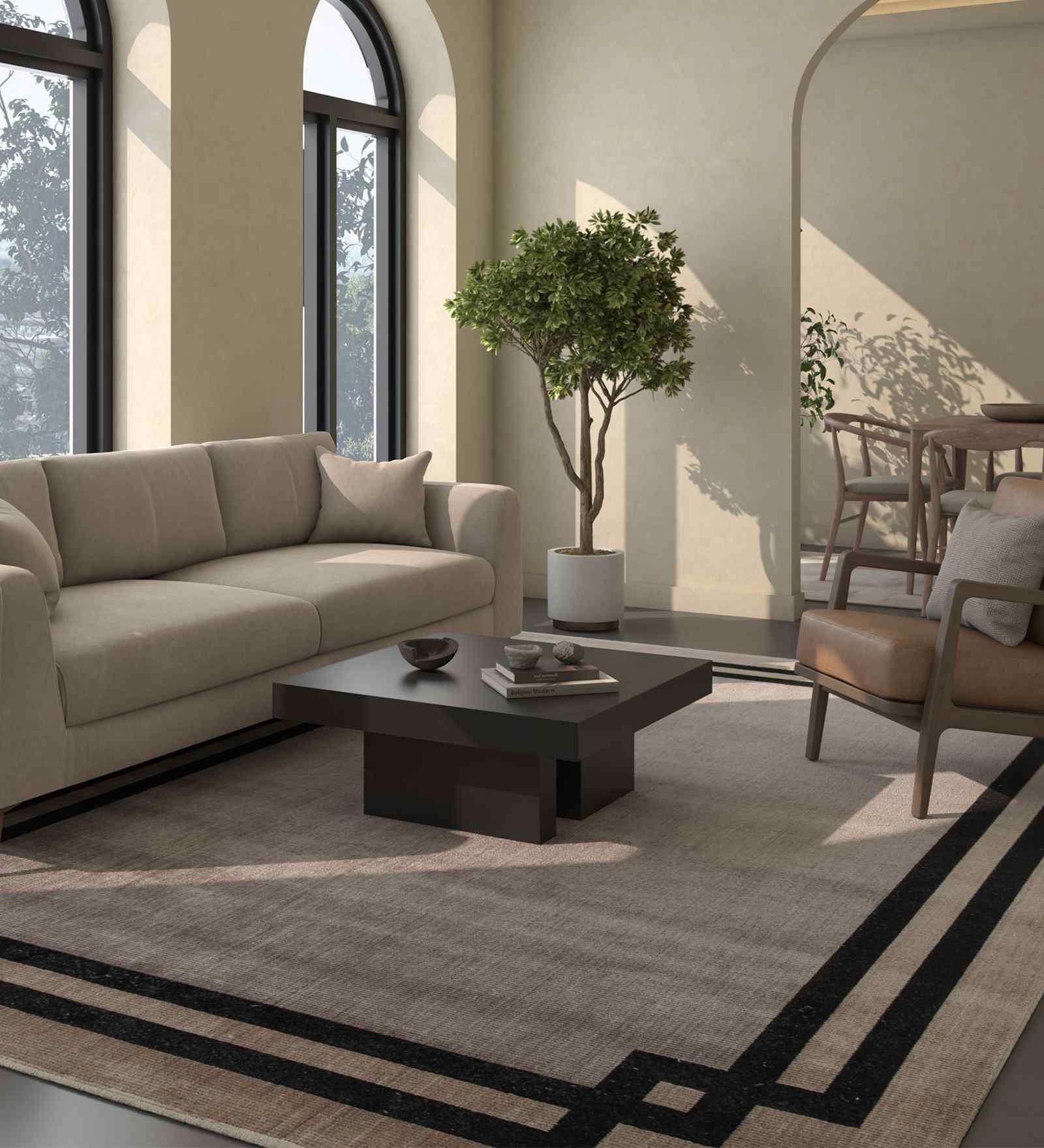 Blue And Black Abstract Polyester 5X7 Feet Machine Made Carpet