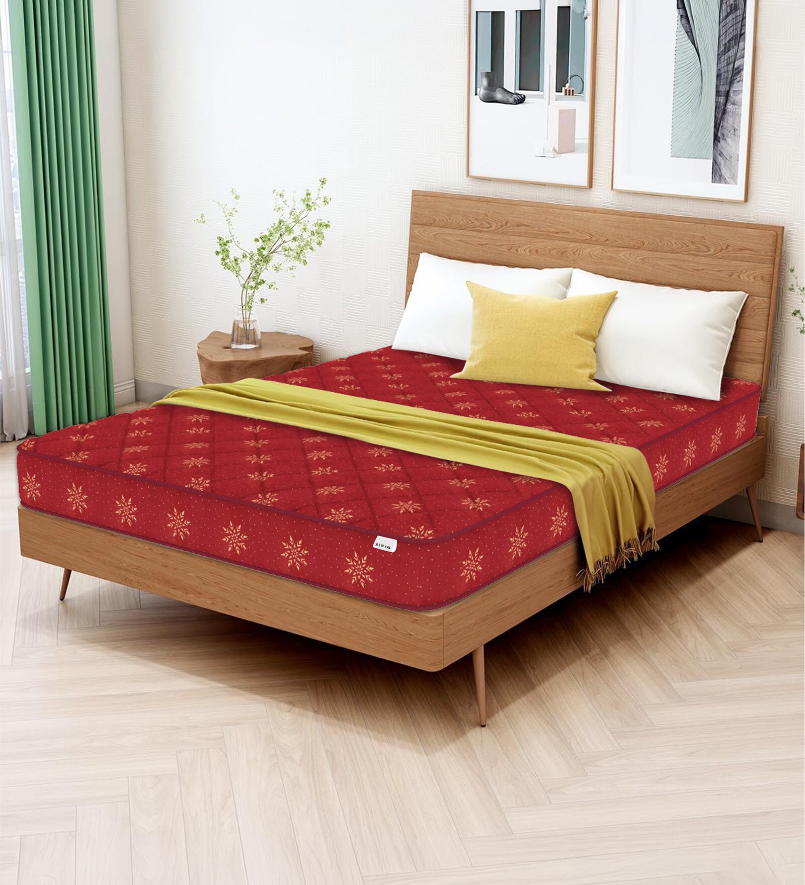 Soft Bounce Herb Fresh Technology | Back Care | Direct from Factory High Density (HD) Foam 4 Inches King Size Mattress in Maroon Colour