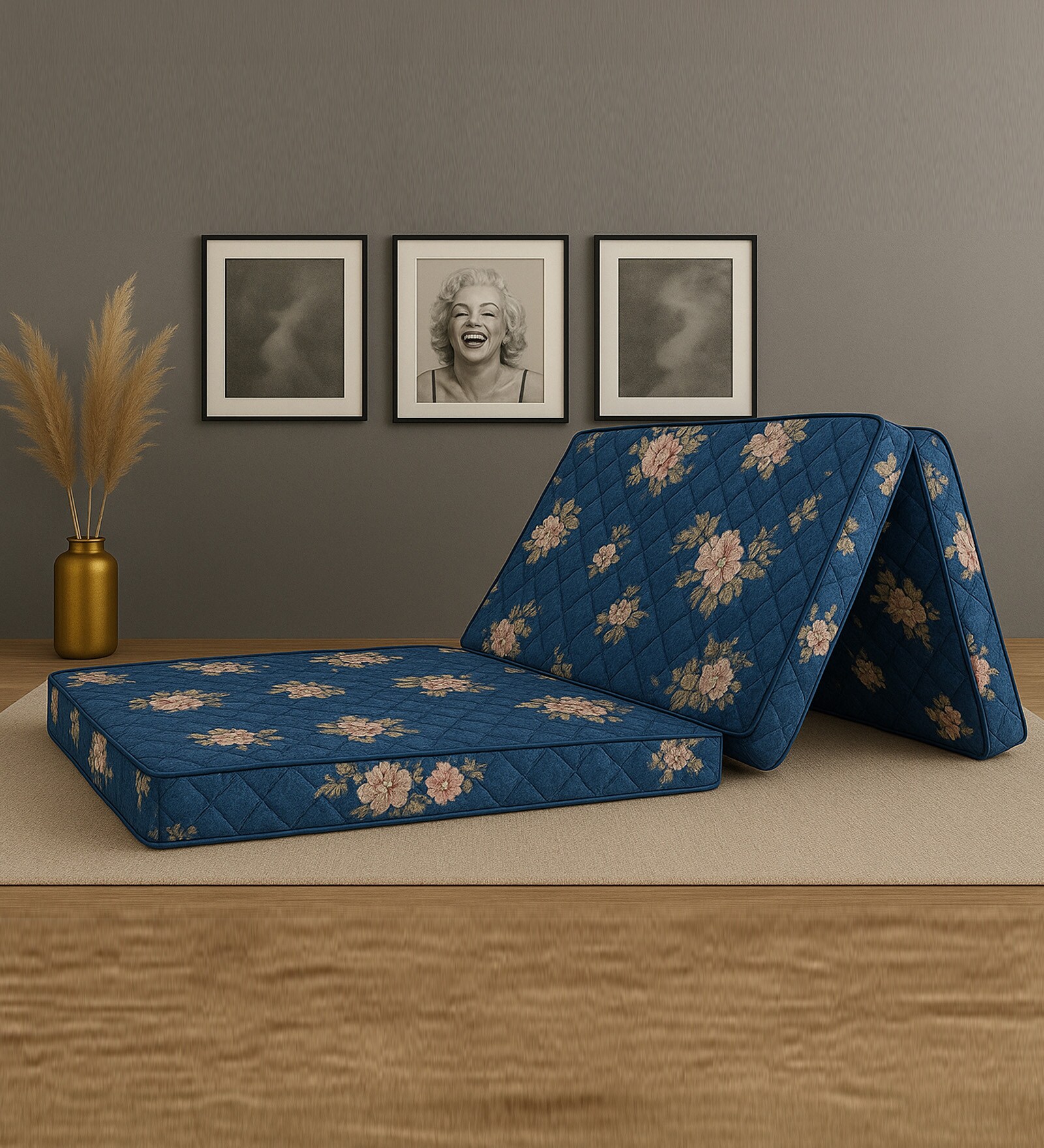 Soft Bounce Tri-Fold 4 Inch Foam (75x35) In Maroon Colour Single Folding Mattress