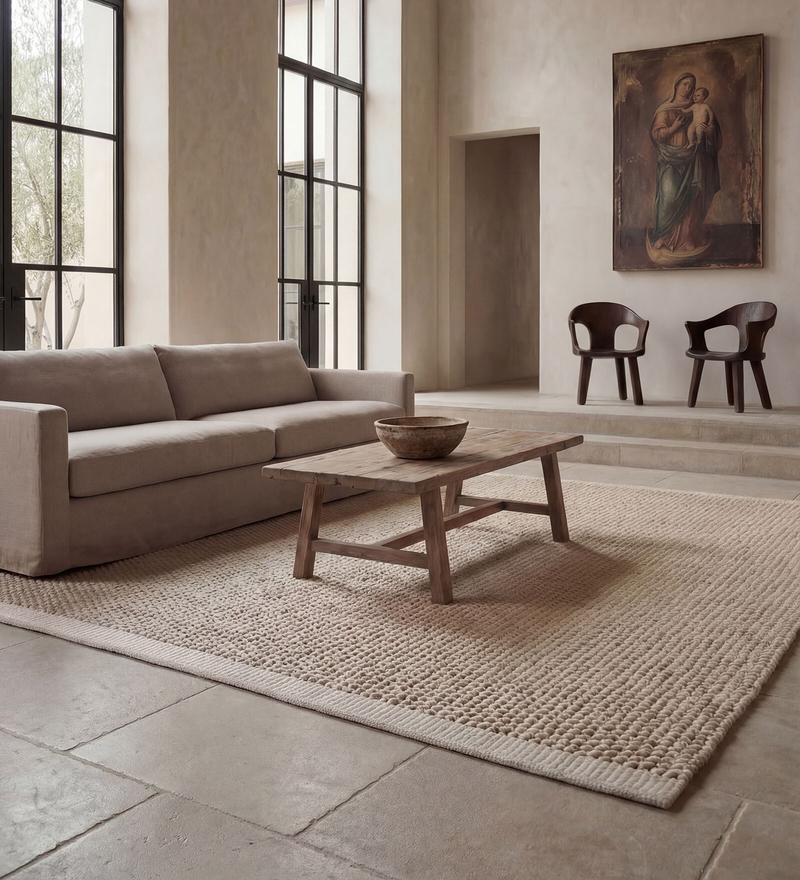 Soft Braided Rug 5X8 ft| Beige Carpet Dhurrie