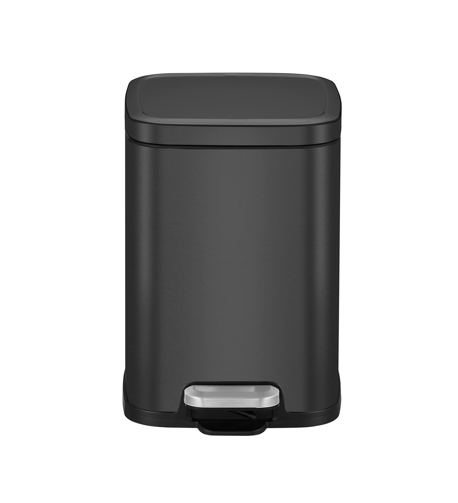 Black Soft-Close Bathroom Trash Can 6L Stainless Steel Pedal Bin with Lid & Liner