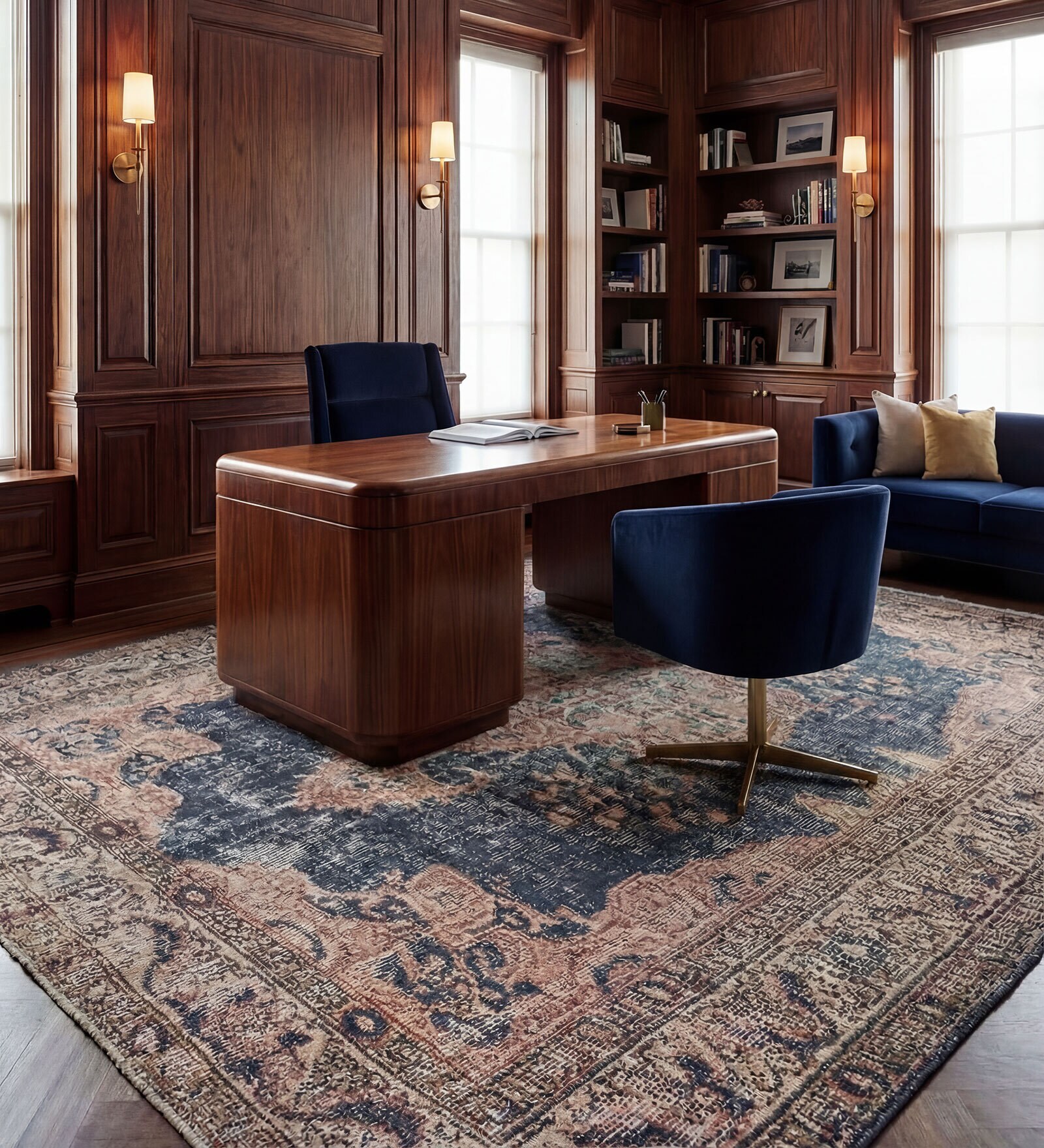 Soft Damask Rug 9'6X13 ft| Treetop & Amber Carpet