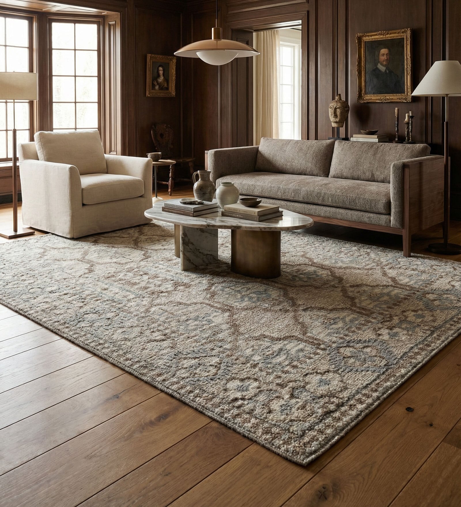 Soft Ethnic Motif Rug 5X8 ft| Natural & White Carpet Dhurrie