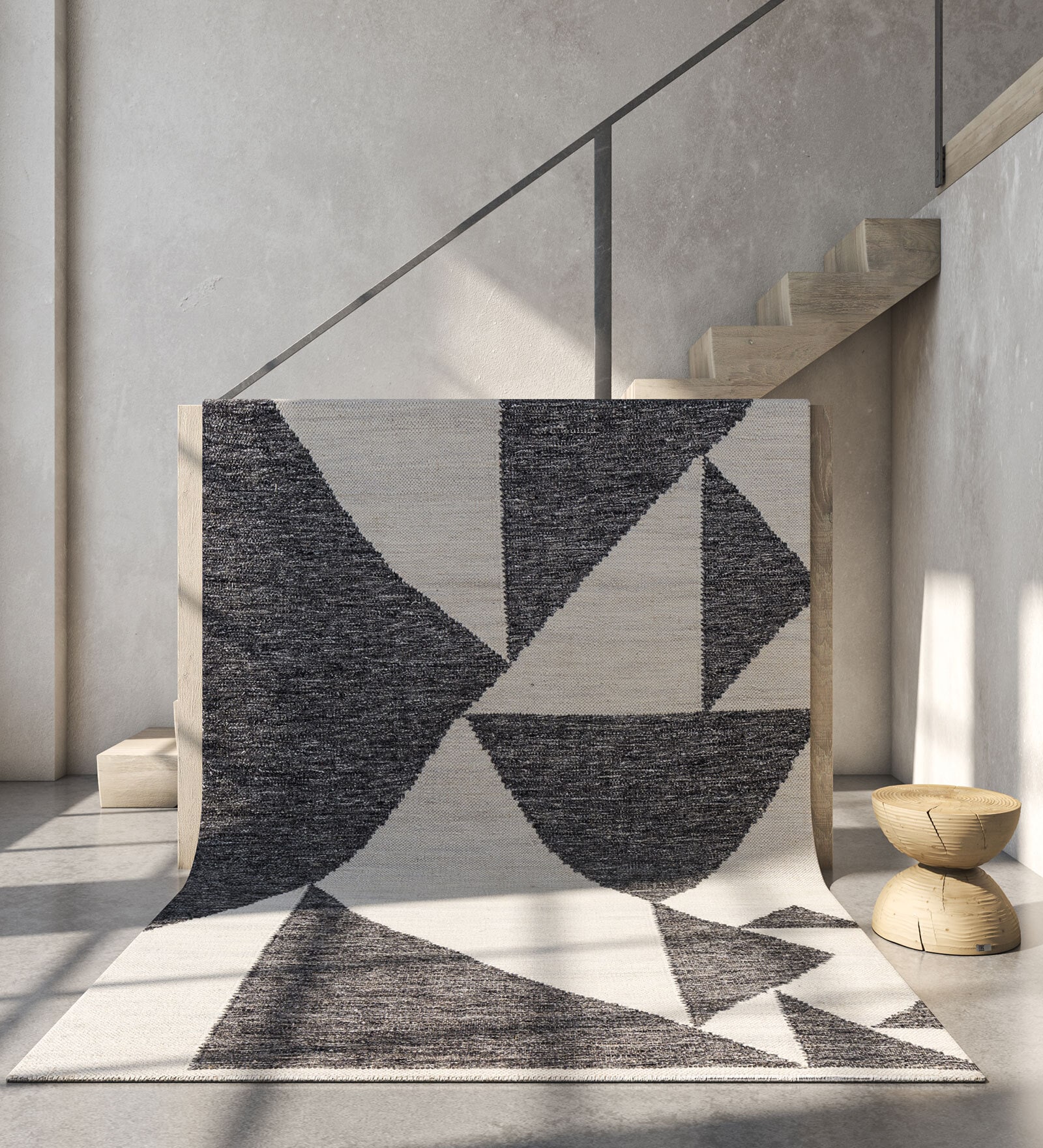 Silver Ash Geometric Wool & Viscose 7X5 Feet Handmade Carpet