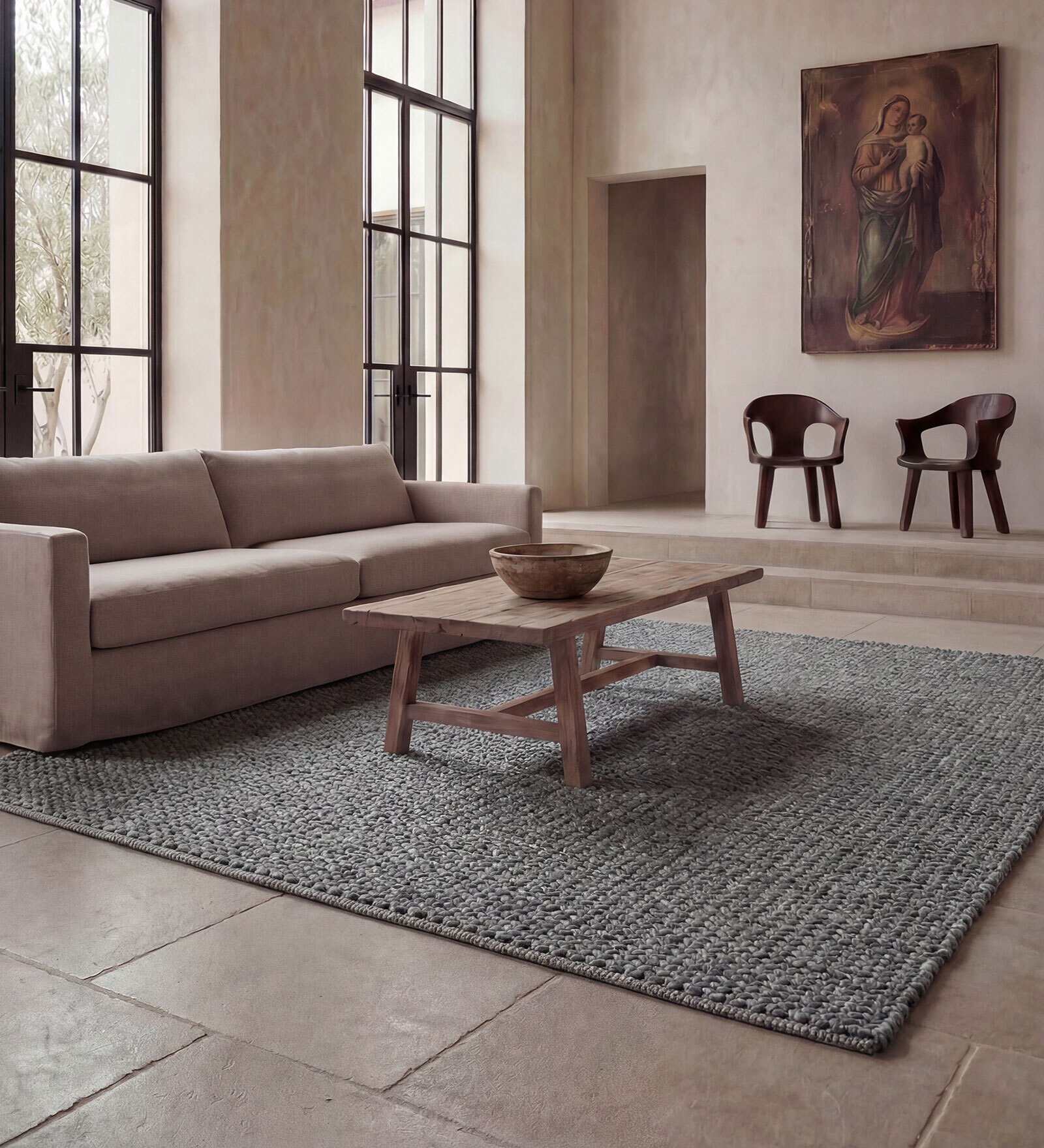 Soft Herringbone Rug 5X7'6 ft| Wisteria Carpet Dhurrie