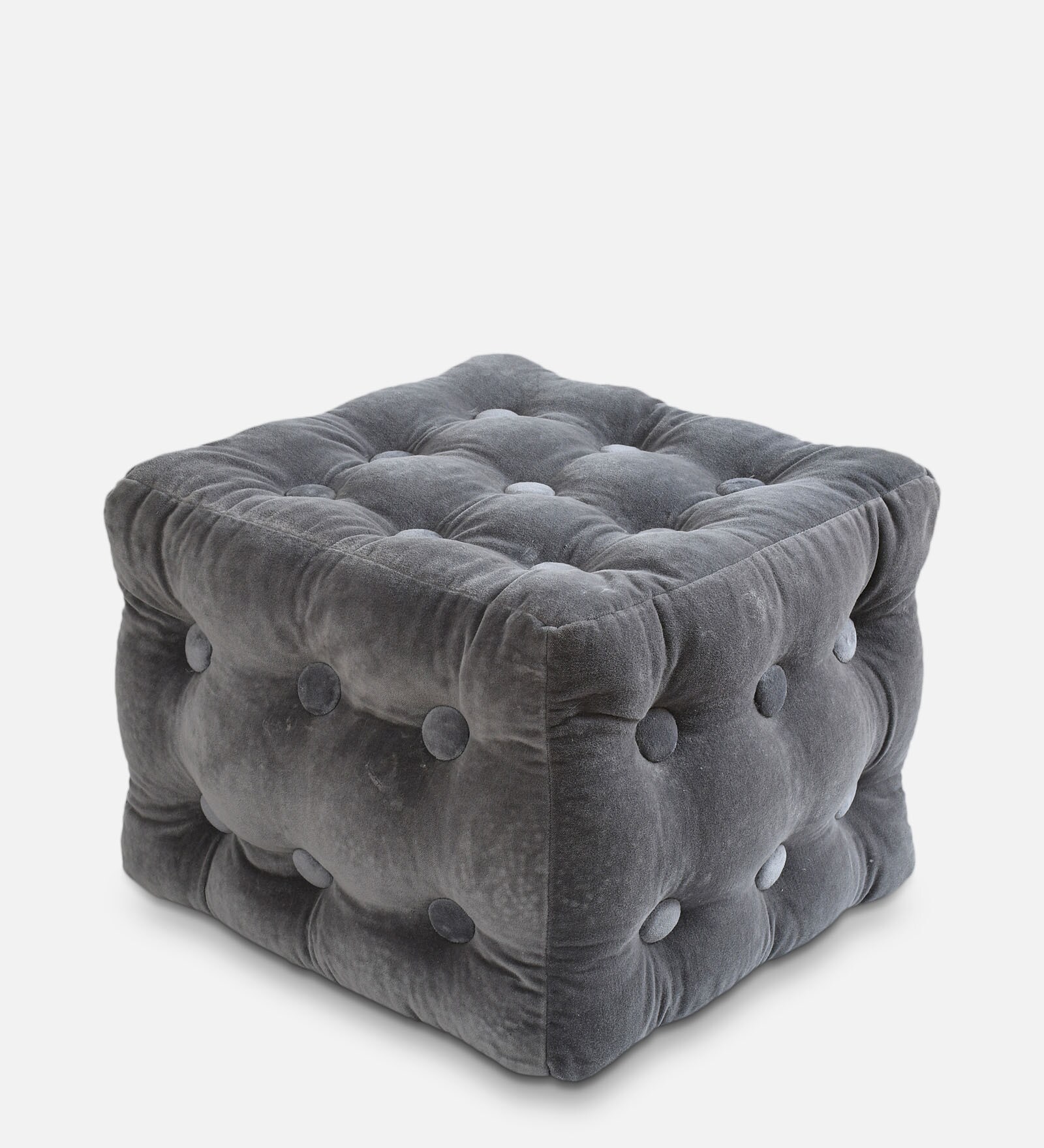 Softstone Square Velvet Pouffe in Grey Colour