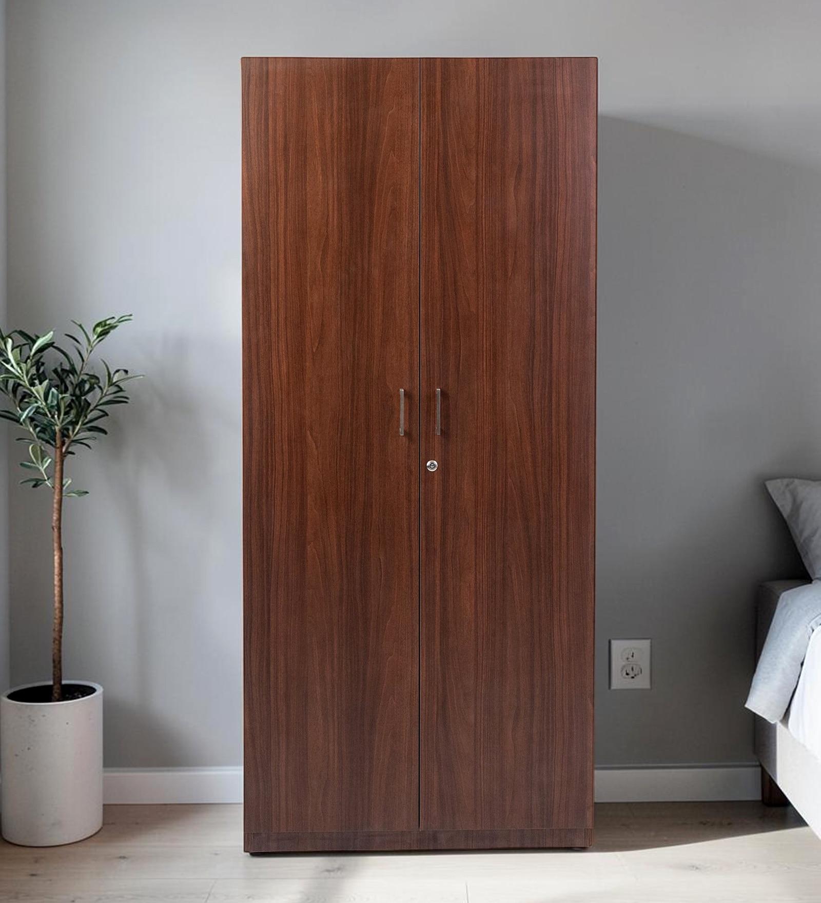 Soho 2 Door Wardrobe With Drawer In Smoked Walnut Finish