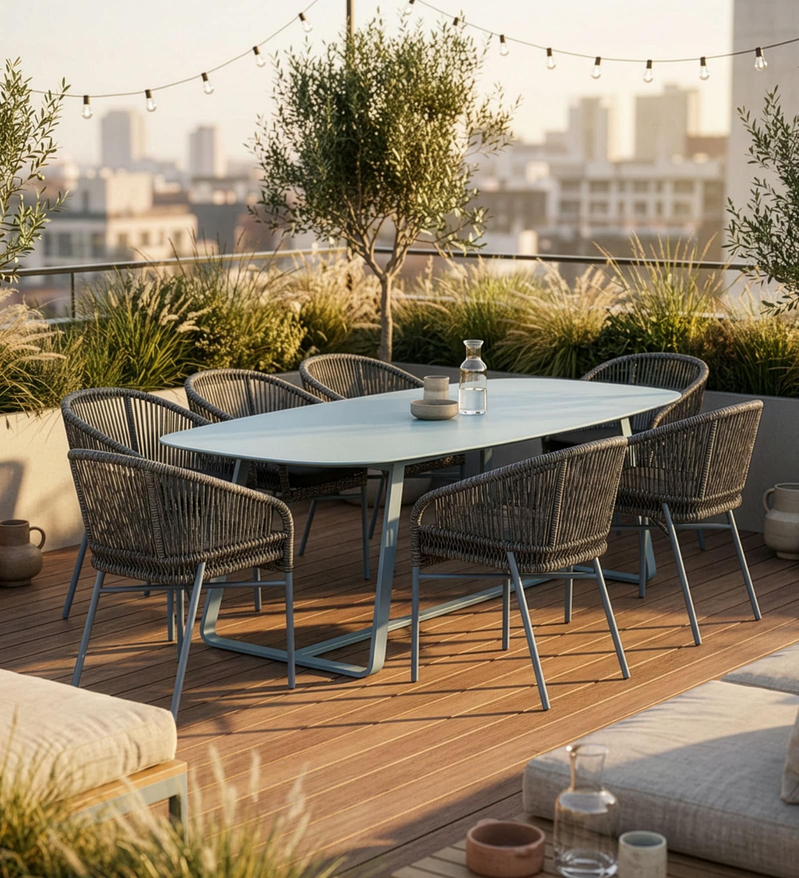 Sojo Wicker 4 Seater Dining Set In Wild Mushroom Finish