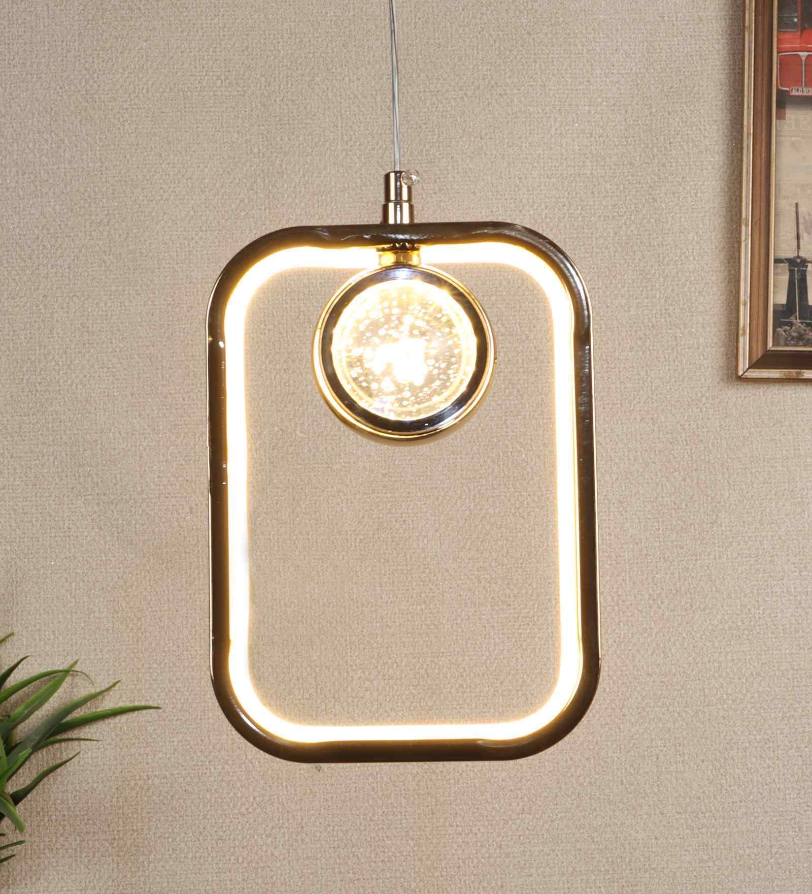 Solaria Gold Iron Hanging Light | Inbuilt LED | without Bulb | Eliante