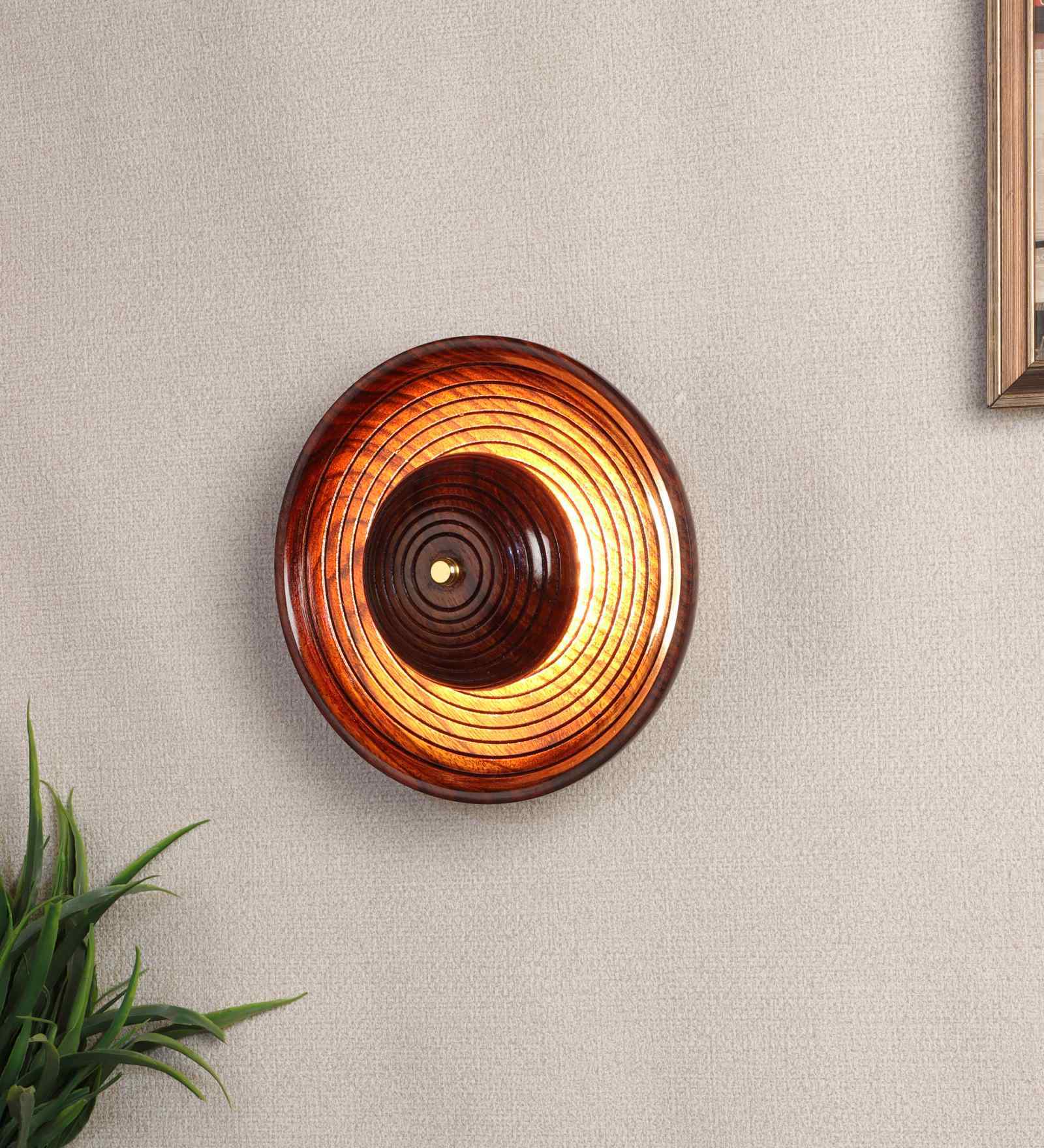 Solaris Natural Wood Wall Light | Inbuilt LED | without Bulb | Eliante