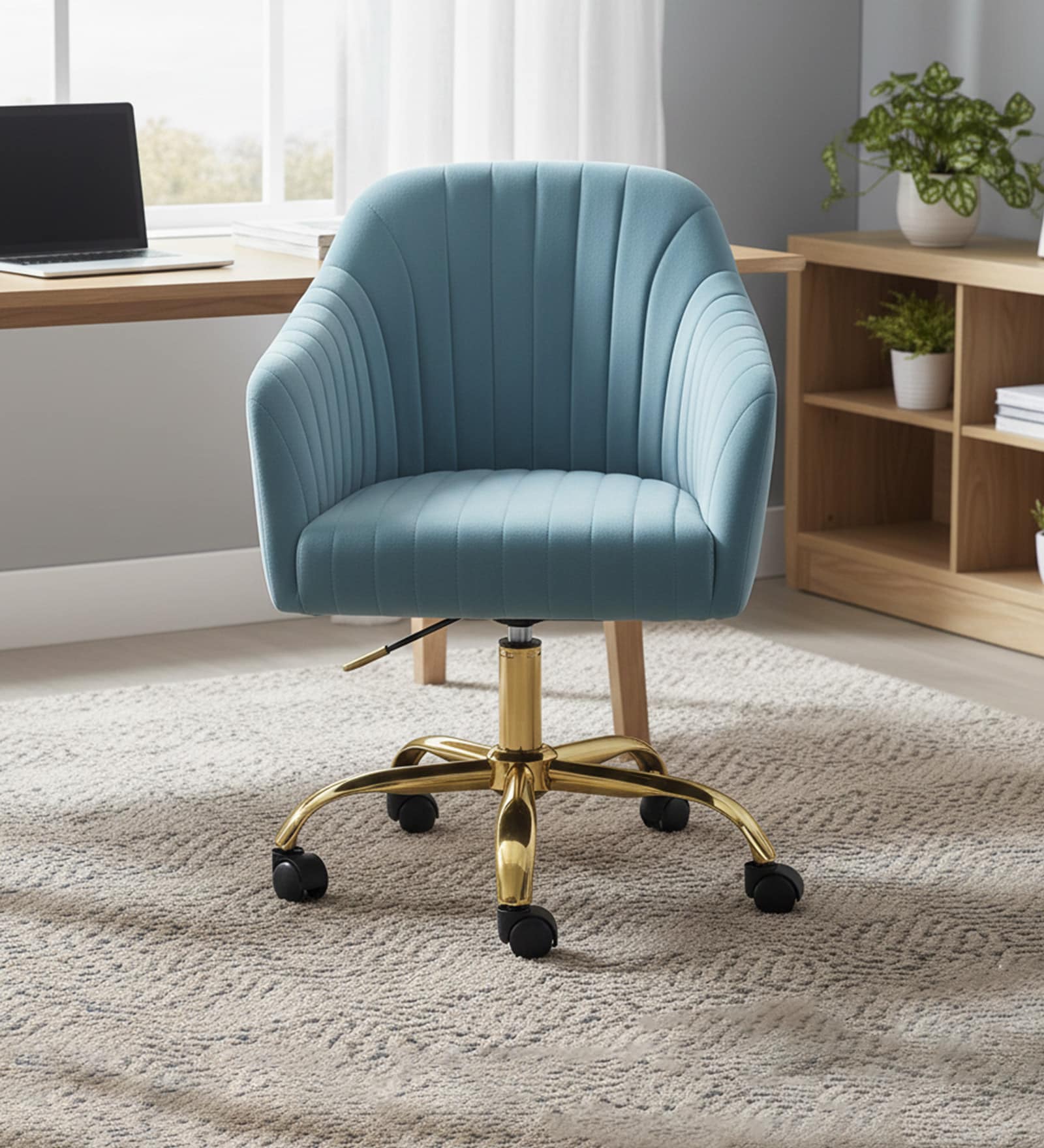 Solemn Sungger Velvet Guest Chairs In Sky Blue  Colour