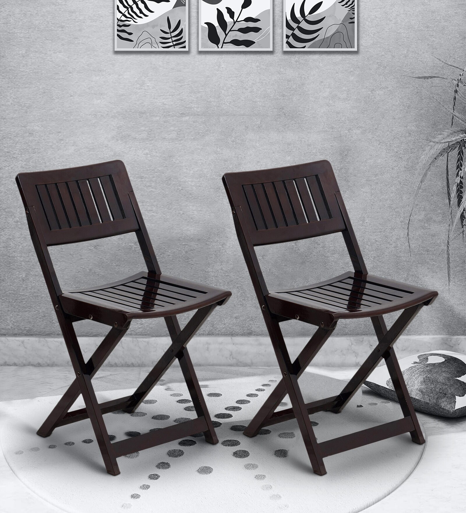 Soli Folding Chair (Set of 2) in Brown Colour