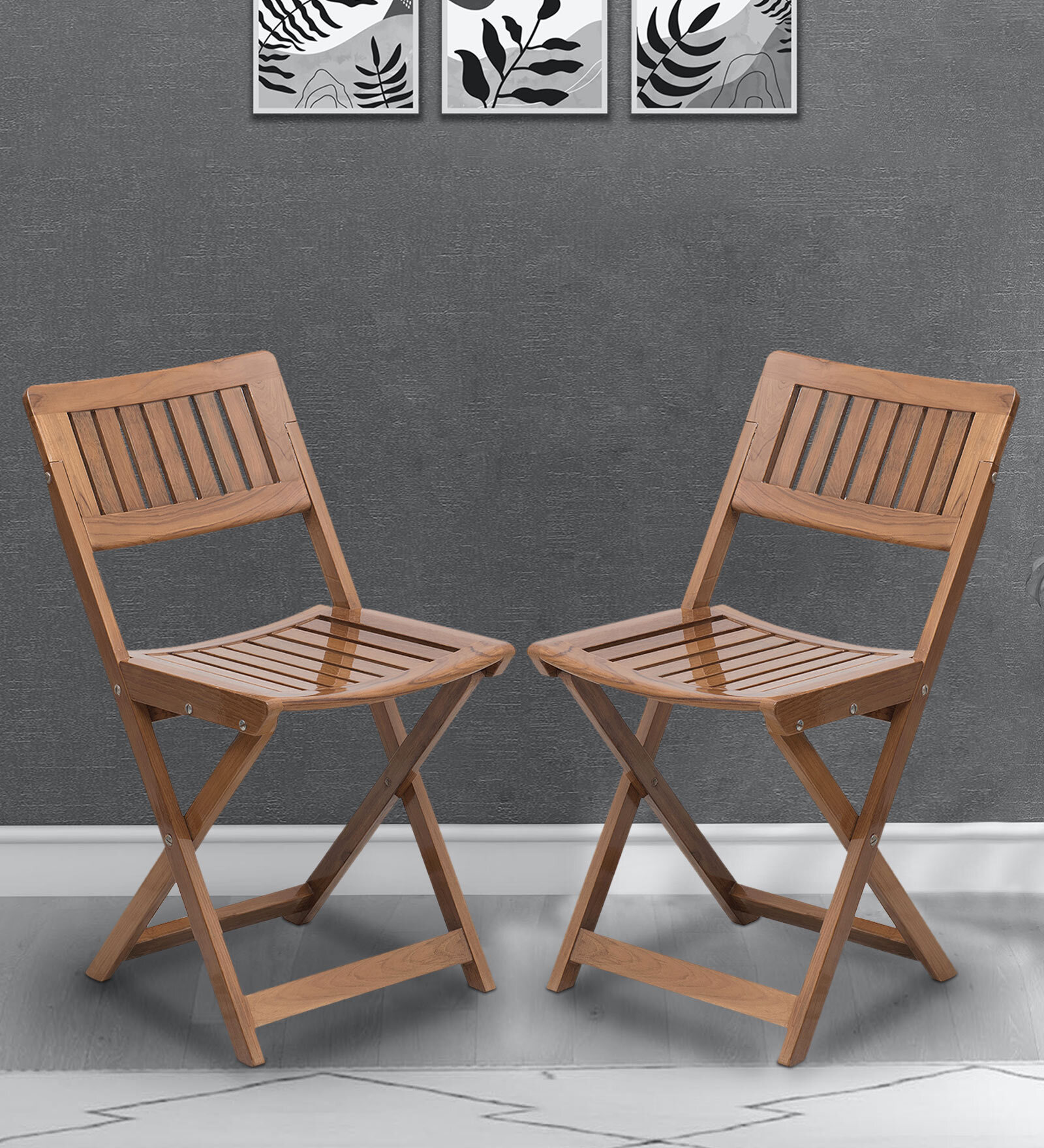 Soli Folding Chair (Set of 2) in Teak Colour