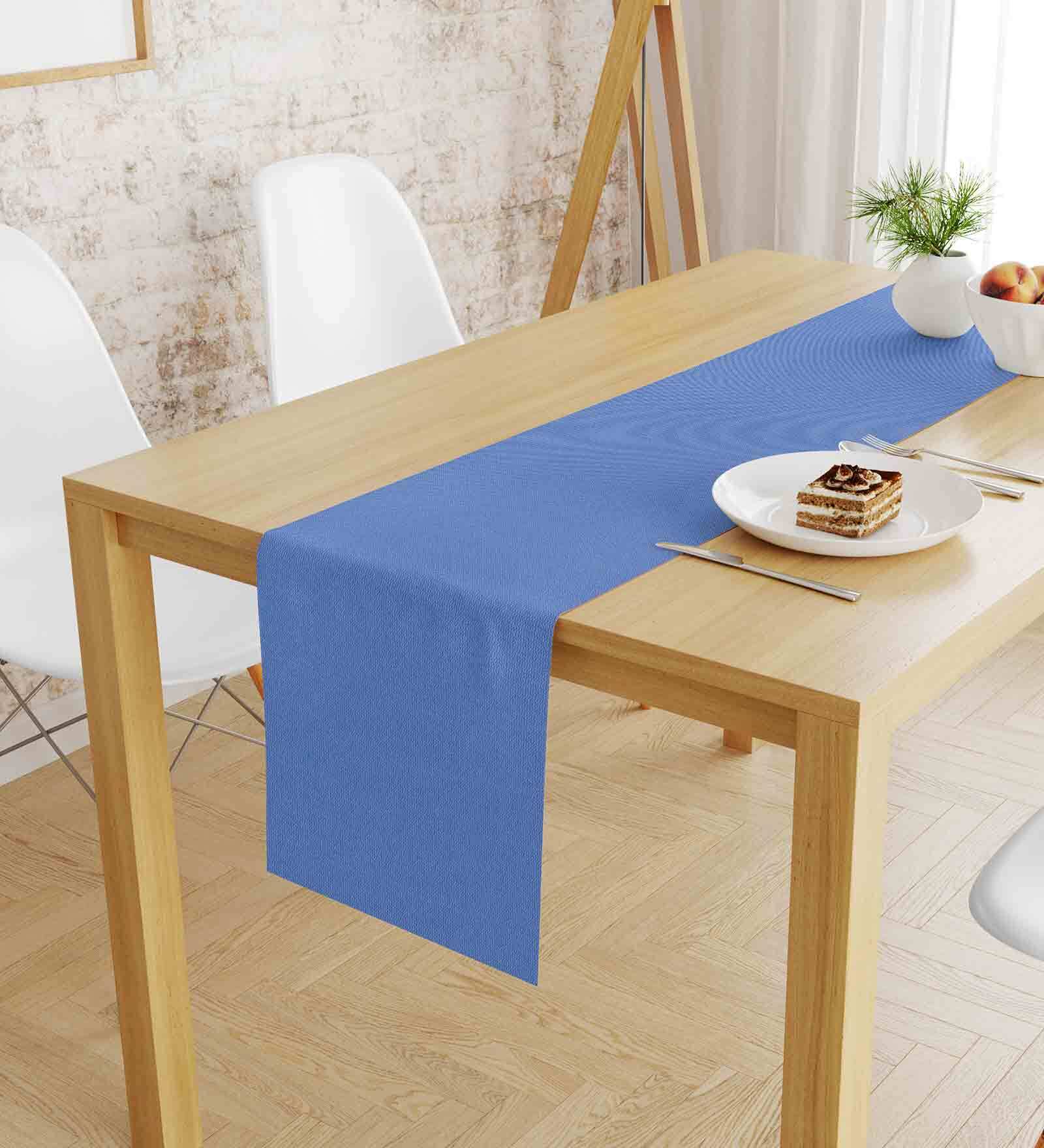 Buy Solid (72x12) Blue Polyester Table Runner at 63 OFF by S9home