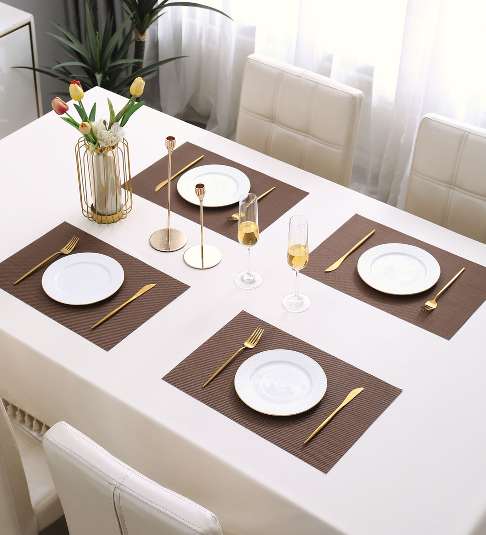 Solid Brown (18x12) PVC Table Placemat (Set of 4)
