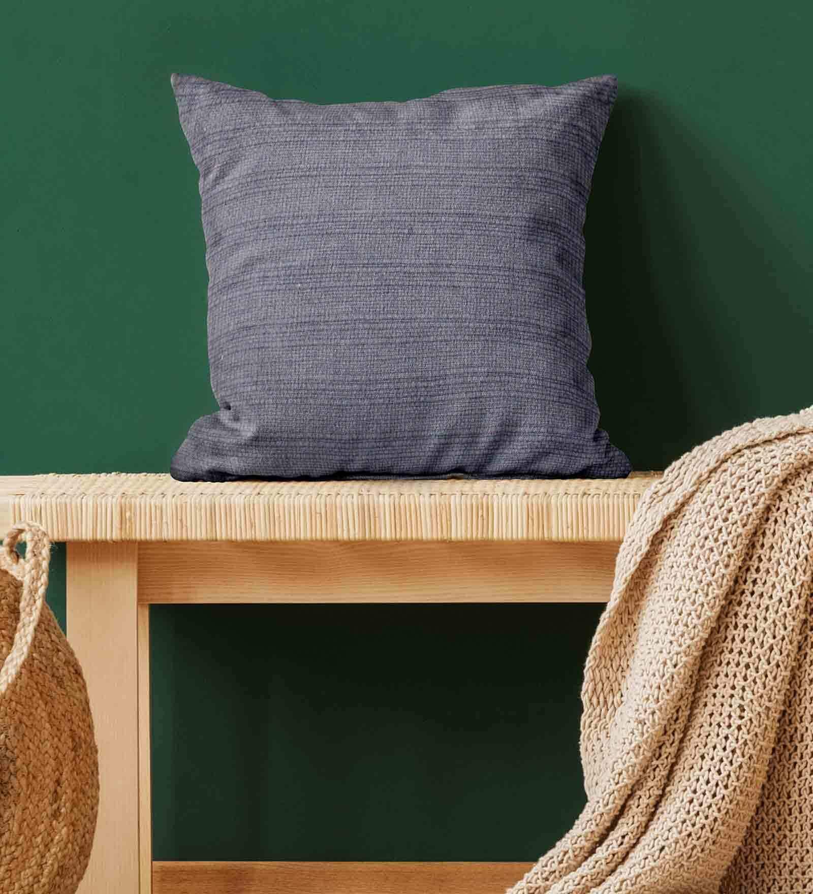 Grey Solid Cotton 16x16 Inches Cushion Cover