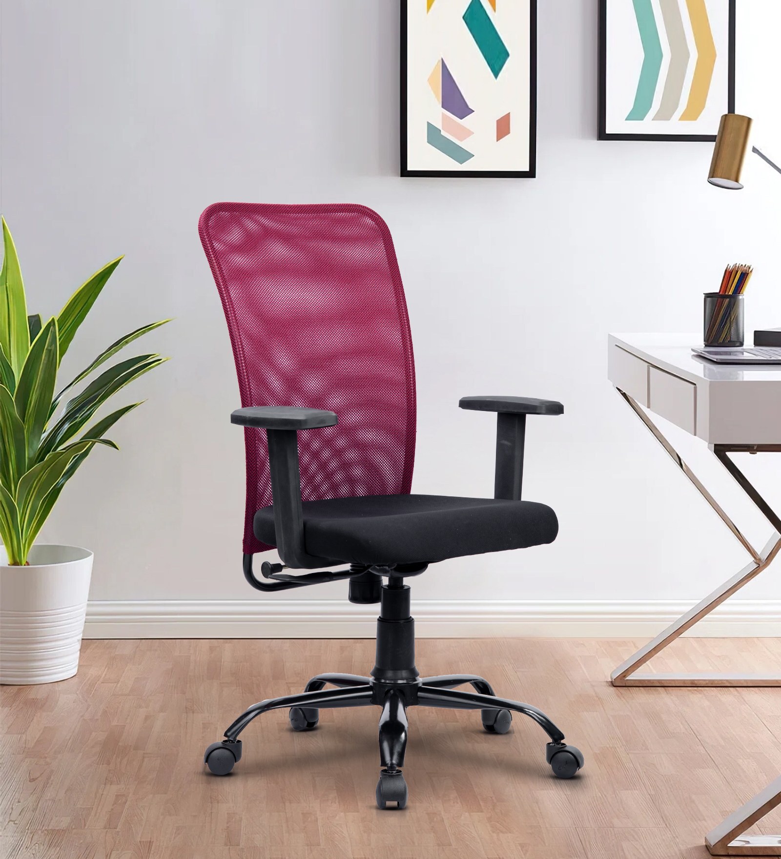 Buy Solid Breathable Mesh Ergonomic Chair In Maroon Colour at 60% OFF ...