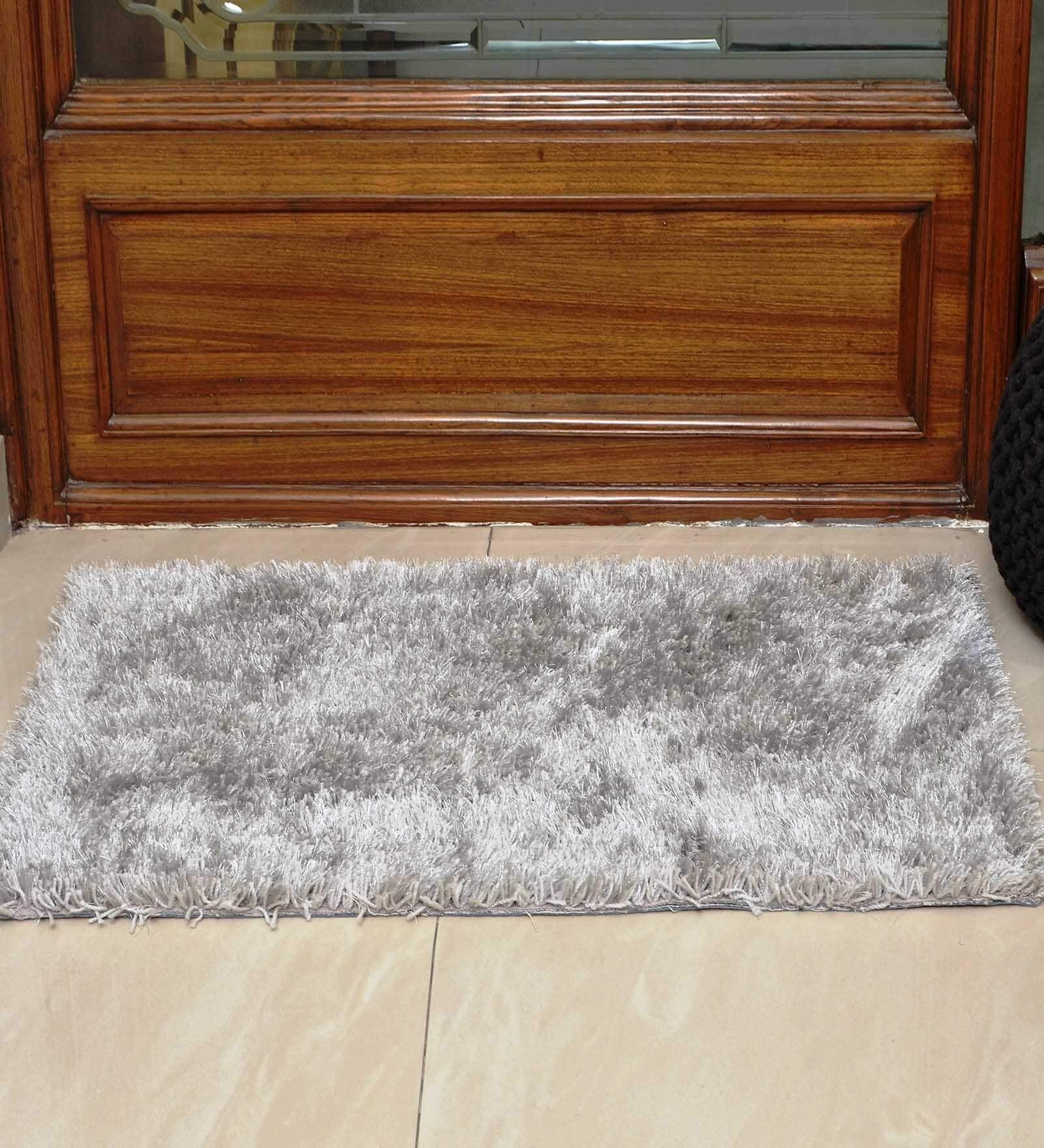 Grey Solid Microfibre 35 x 24 Inches Super Soft Door Mat
